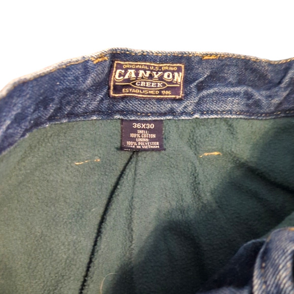 CANYON CREEK 36X30 Fleece Lined Distressed Denim Blue Jeans 36 Waist - Picture 8 of 8